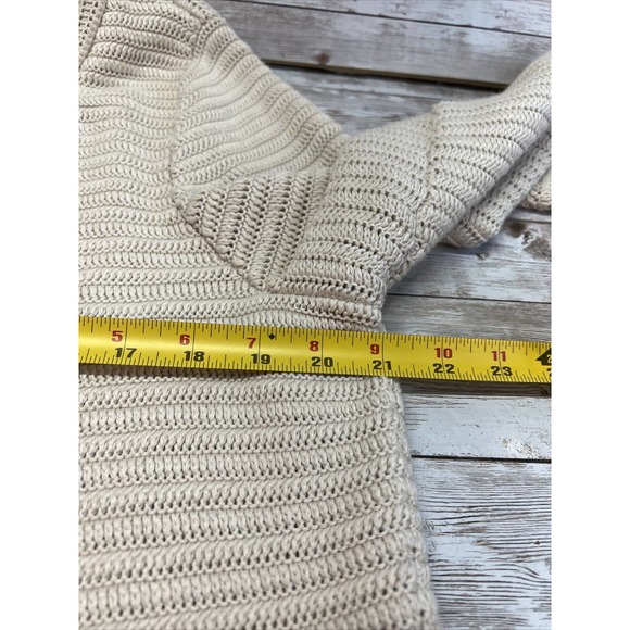 Women's TALBOTS XL Cotton Blend Cream Cable Knit Chunky Sweater Cardigan Relaxed - Picture 4 of 8